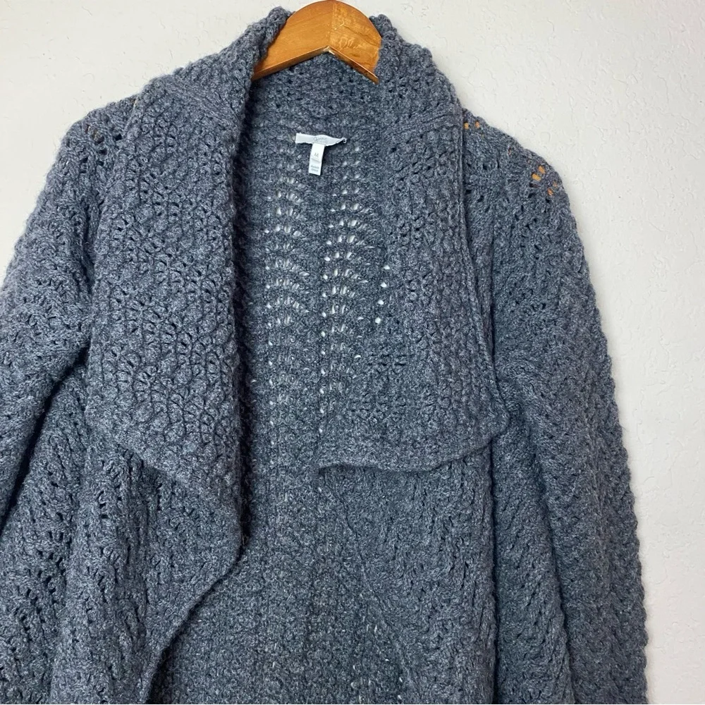 Joie Wool Blend Cascade Open Knit Cardigan Gray - Picture 2 of 7